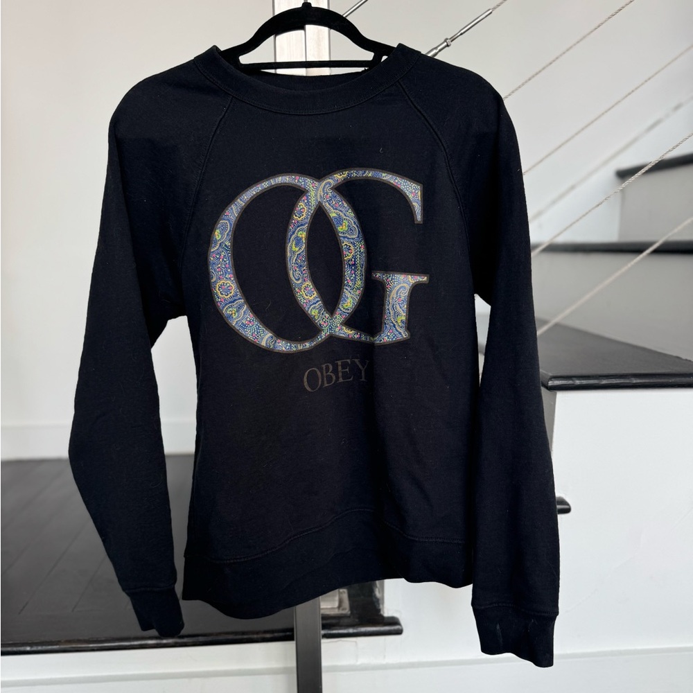 Obey Black Women's Crewneck Sweatshirt Size M
